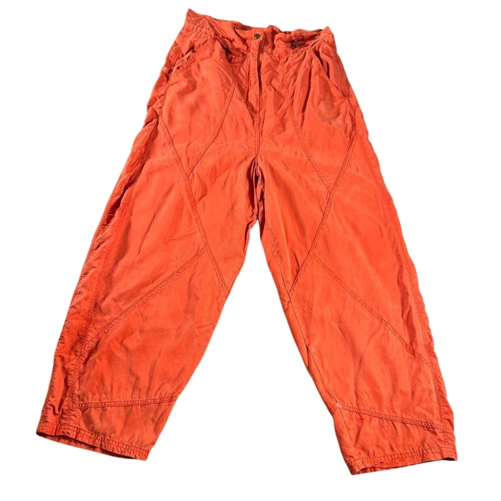 Free People Bright Orange Relaxed Wide-Leg Track Pants